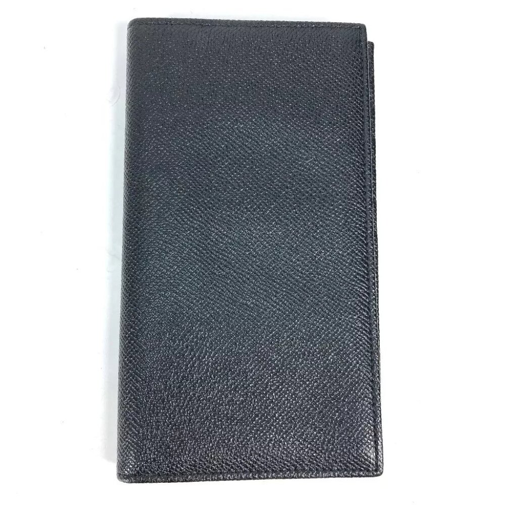 BVLGARI Long wallet logo Two fold Long Wallet Leather Black